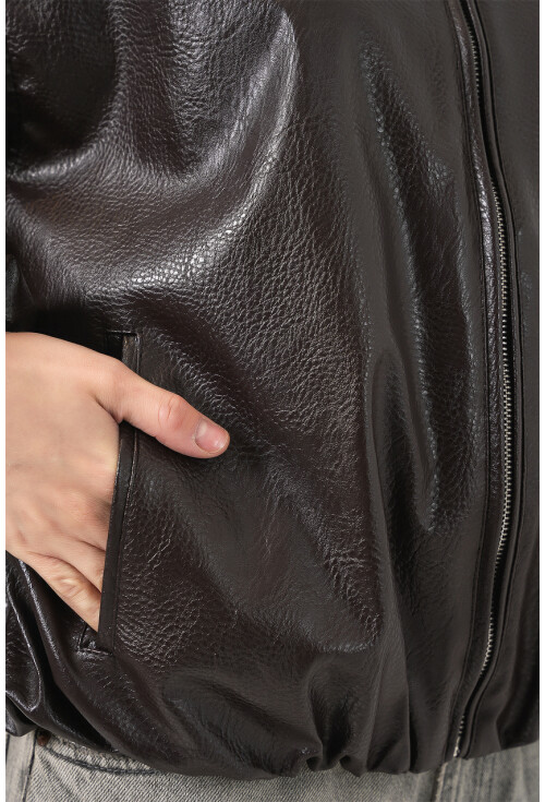 Kadın Oversize Suni Deri Ceket 1049