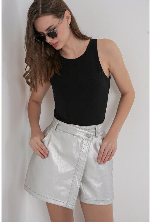 Kadın Parlak Şort Etek 8044