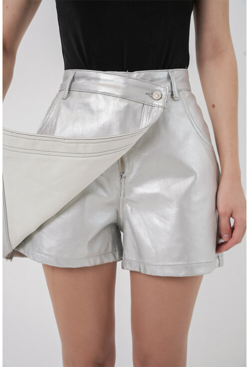Kadın Parlak Şort Etek 8044