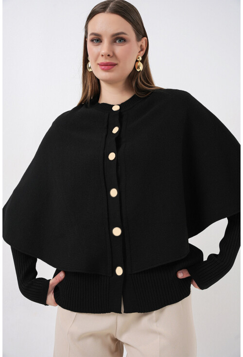 Kadın Pelerinli Triko Hırka 15967