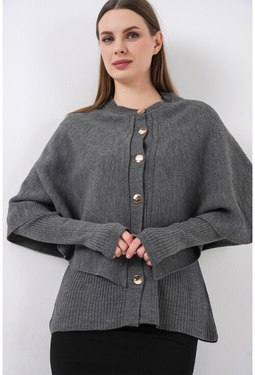 Kadın Pelerinli Triko Hırka 15967