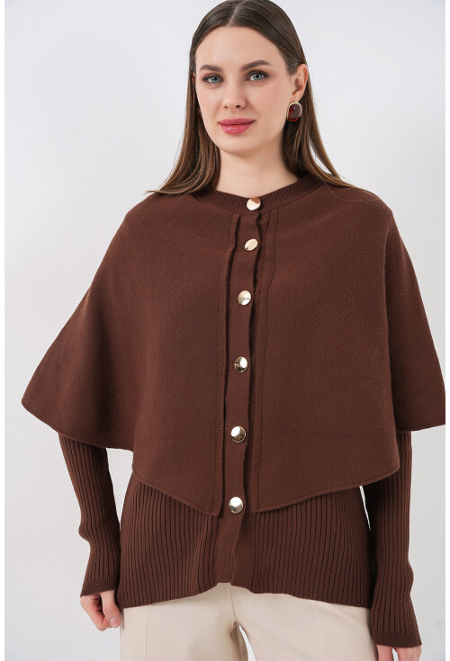 Kadın Pelerinli Triko Hırka 15967