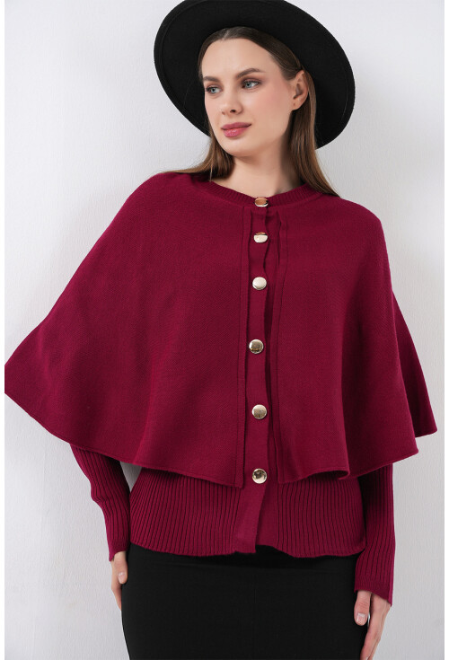 Kadın Pelerinli Triko Hırka 15967