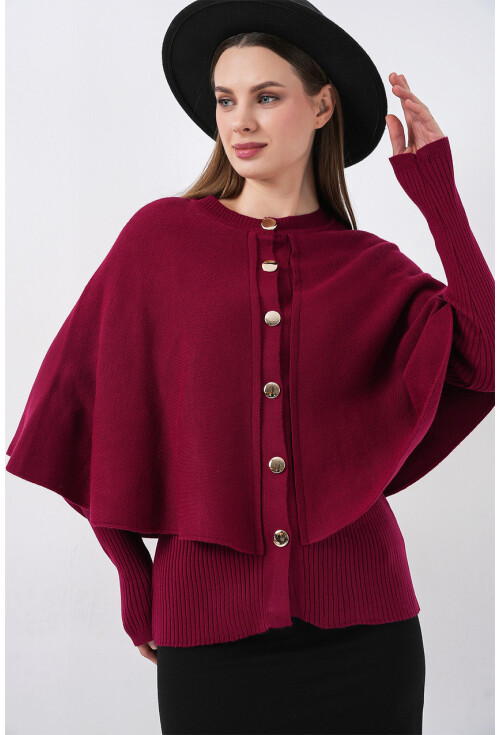 Kadın Pelerinli Triko Hırka 15967