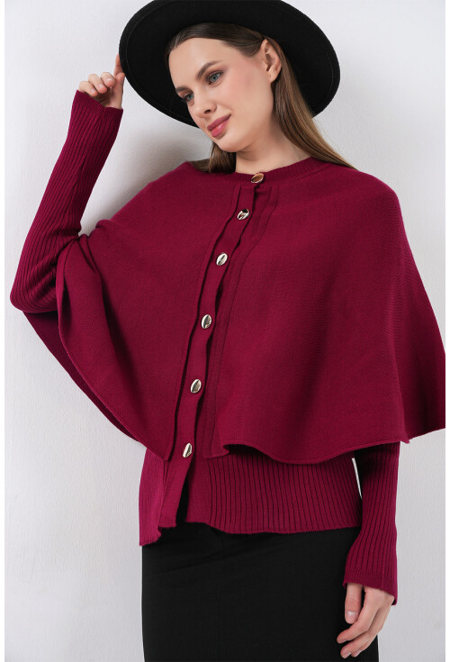 Kadın Pelerinli Triko Hırka 15967