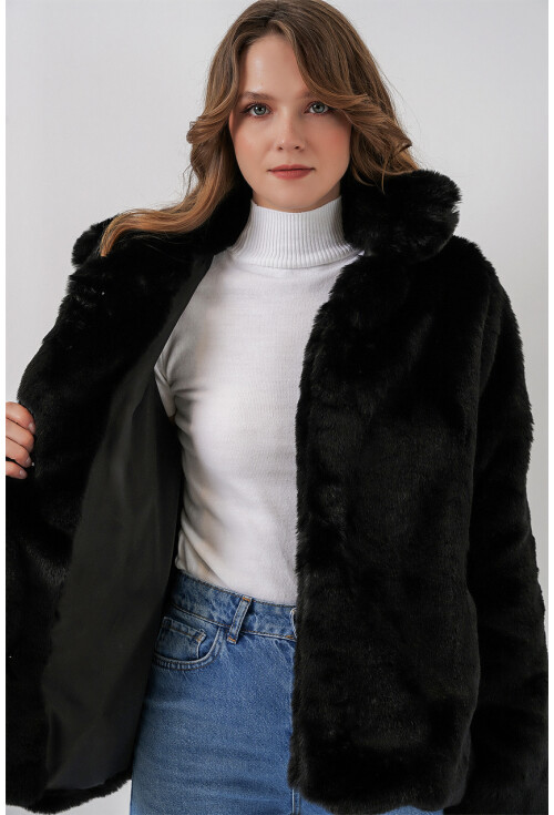 Kadın Peluş Kürk Mont 5234