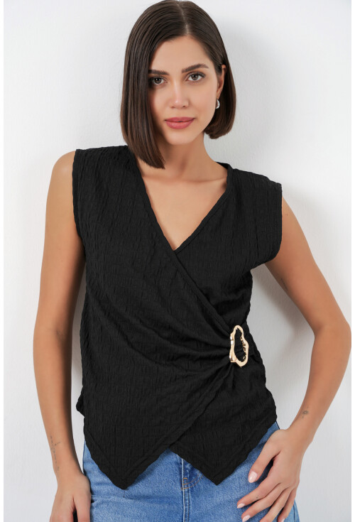 Kadın Sıfır Kol Örme Bluz 988