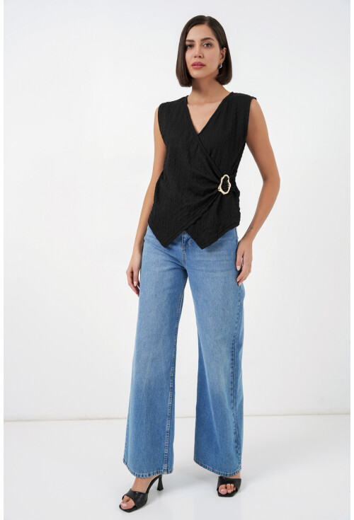 Kadın Sıfır Kol Örme Bluz 988