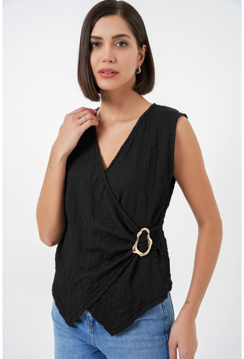 Kadın Sıfır Kol Örme Bluz 988