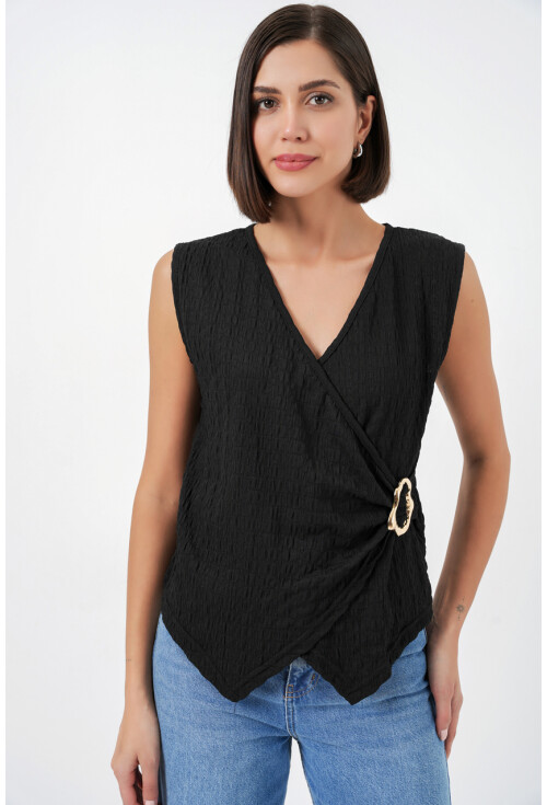 Kadın Sıfır Kol Örme Bluz 988