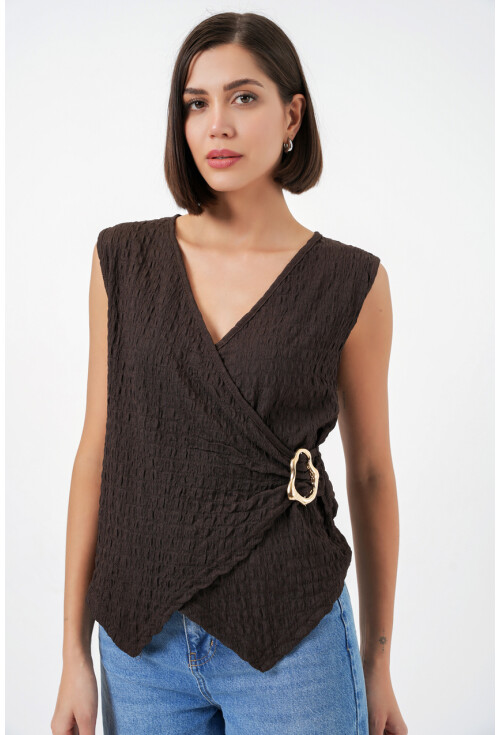 Kadın Sıfır Kol Örme Bluz 988