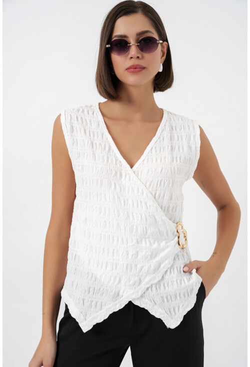 Kadın Sıfır Kol Örme Bluz 988