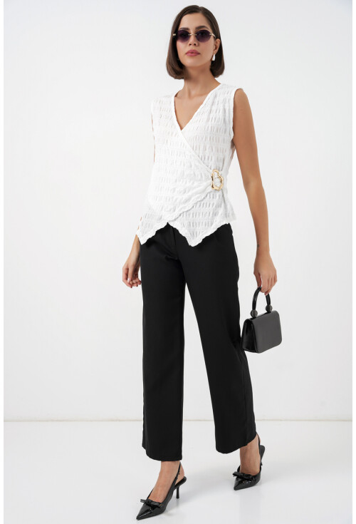 Kadın Sıfır Kol Örme Bluz 988