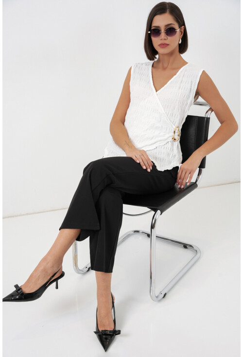 Kadın Sıfır Kol Örme Bluz 988