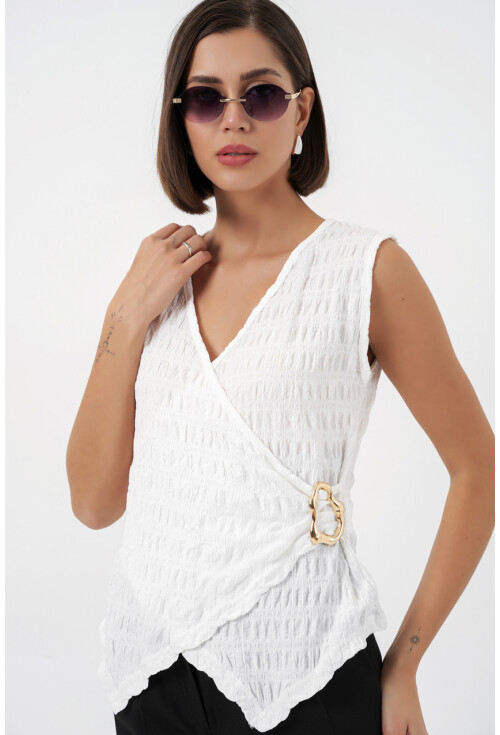 Kadın Sıfır Kol Örme Bluz 988