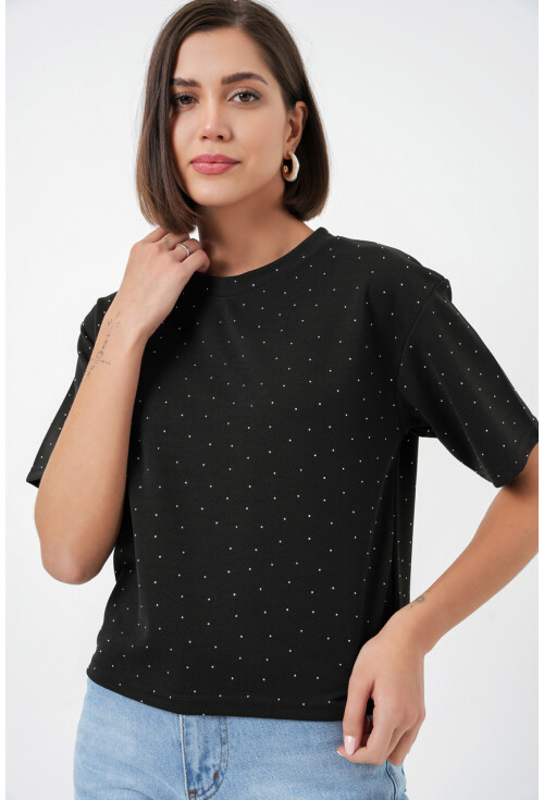 Kadın Taş Detaylı Tişört 990