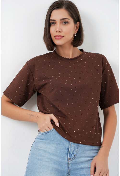 Kadın Taş Detaylı Tişört 990
