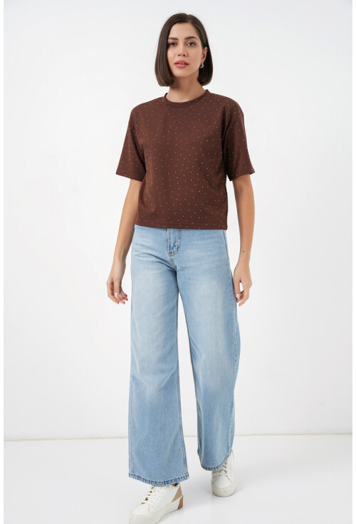 Kadın Taş Detaylı Tişört 990