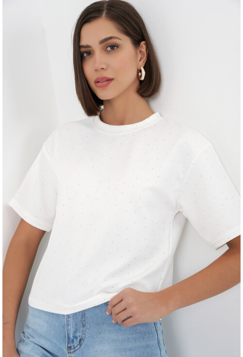 Kadın Taş Detaylı Tişört 990