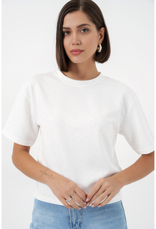 Kadın Taş Detaylı Tişört 990