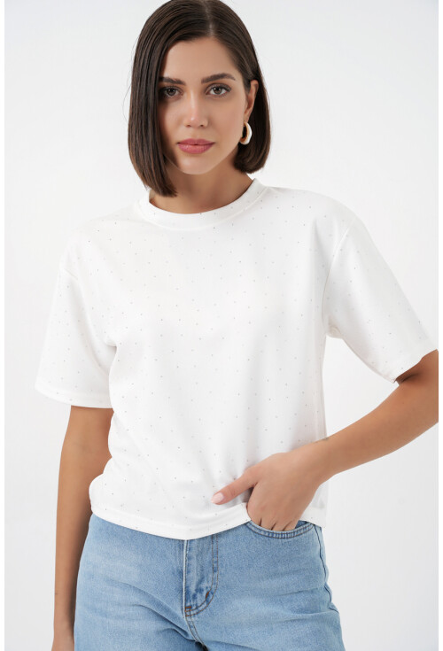 Kadın Taş Detaylı Tişört 990