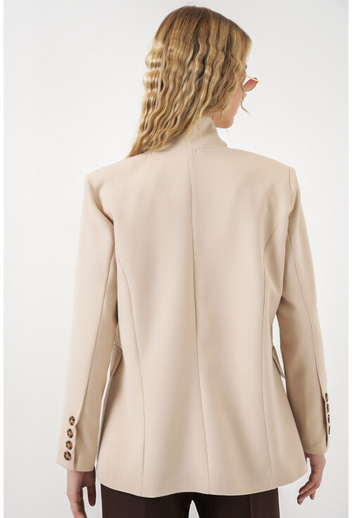 Kadın Tek Düğmeli Oversize Blazer Ceket 0749