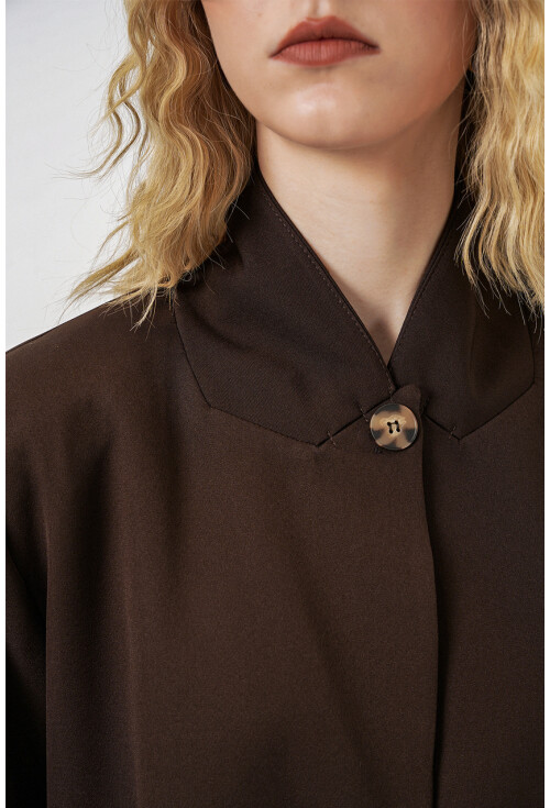 Kadın Tek Düğmeli Oversize Blazer Ceket 0749