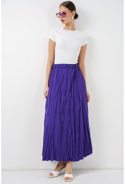 Kadın Uzun Kırışık Etek 8042