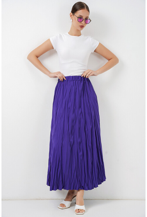 Kadın Uzun Kırışık Etek 8042