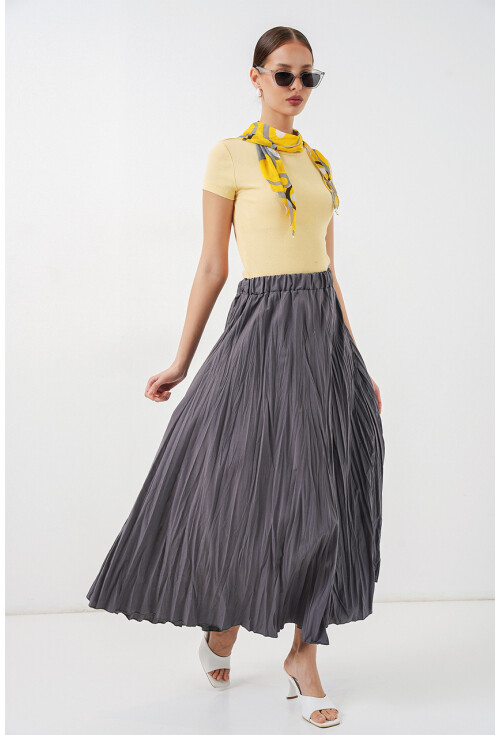 Kadın Uzun Kırışık Etek 8042