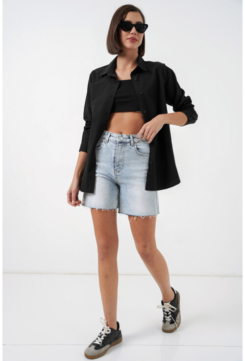 Kadın Uzun Kol Basic Gömlek 20279