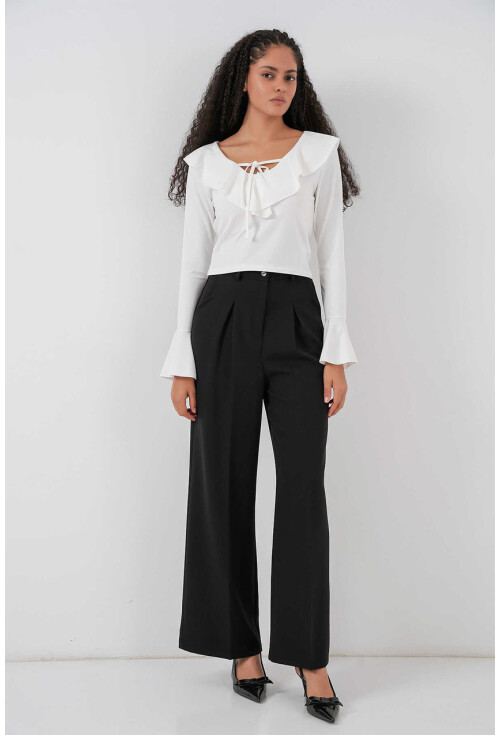 Kadın Uzun Kol Crop Bluz 979