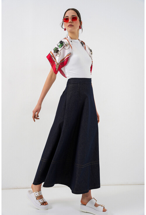Kadın Uzun Kot Etek 8066