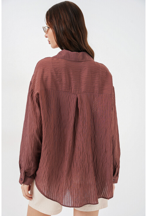 Kadın Uzun Oversize Gömlek 20320