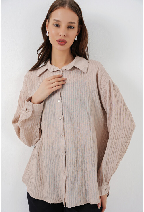 Kadın Uzun Oversize Gömlek 20320