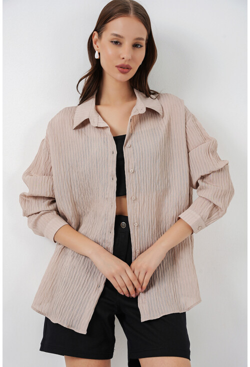 Kadın Uzun Oversize Gömlek 20320