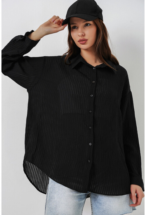 Kadın Uzun Oversize Gömlek 20320