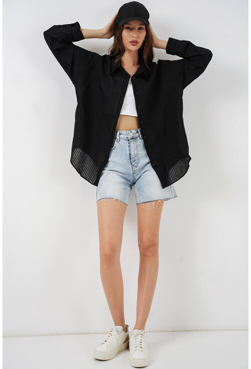 Kadın Uzun Oversize Gömlek 20320