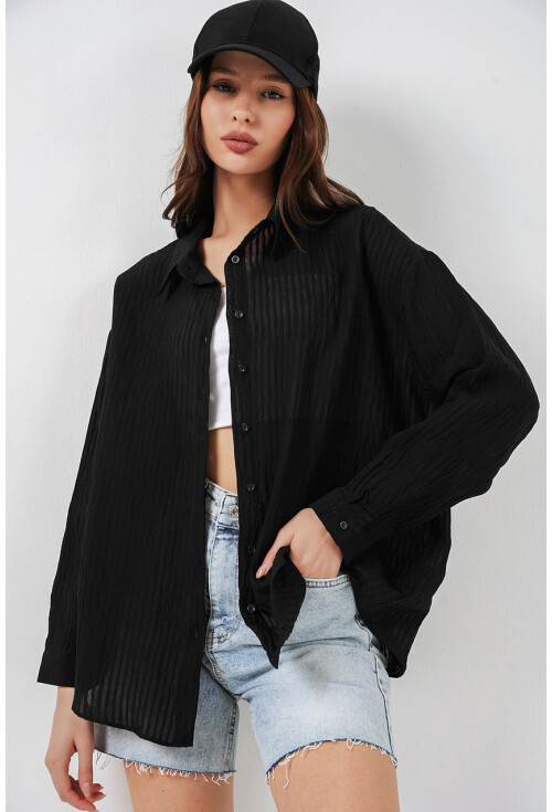 Kadın Uzun Oversize Gömlek 20320