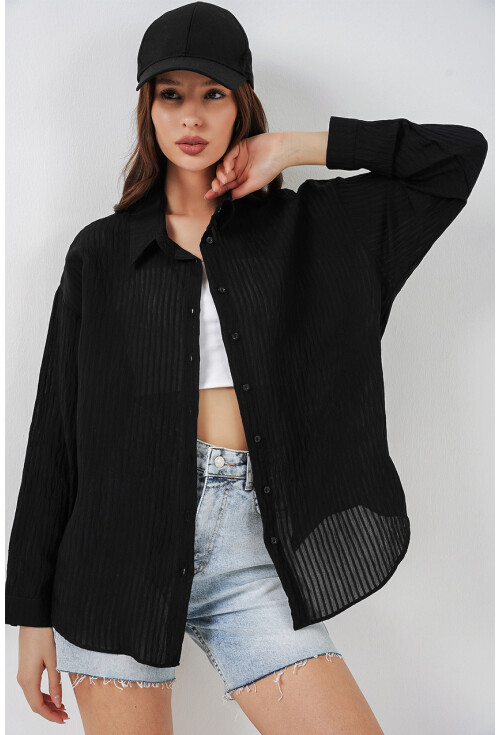 Kadın Uzun Oversize Gömlek 20320