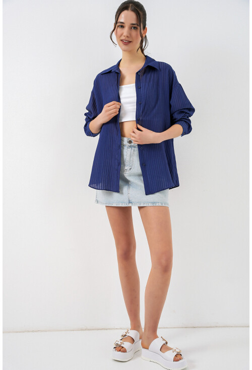 Kadın Uzun Oversize Gömlek 20320