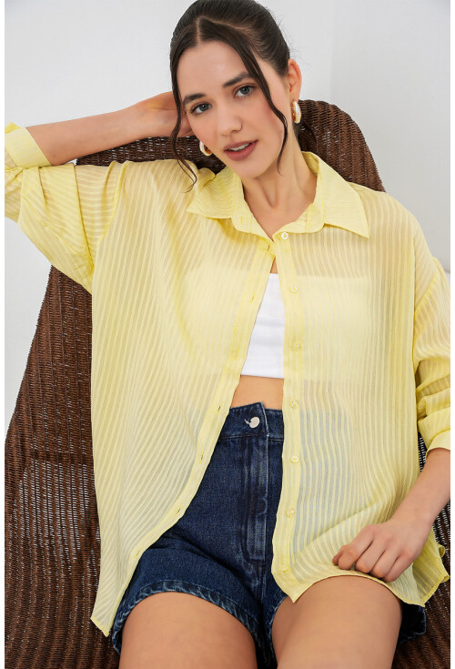 Kadın Uzun Oversize Gömlek 20320