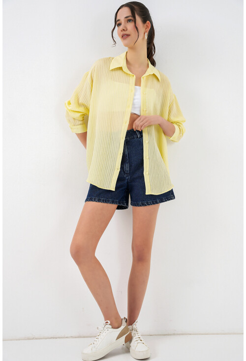 Kadın Uzun Oversize Gömlek 20320