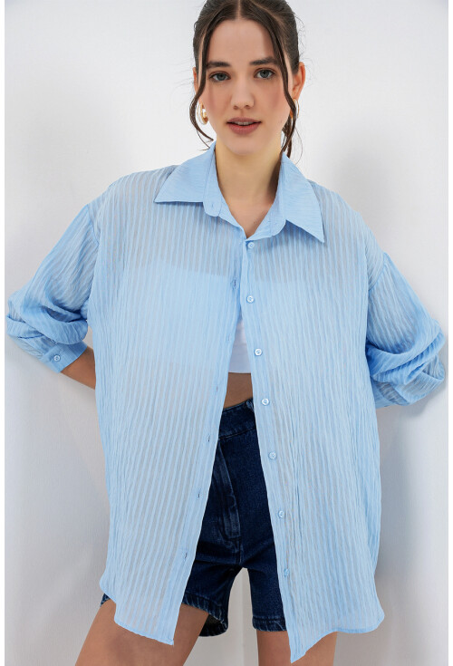 Kadın Uzun Oversize Gömlek 20320