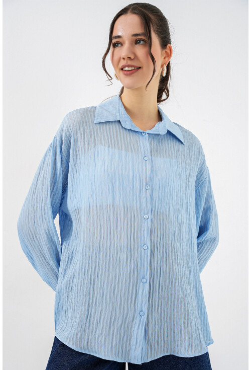 Kadın Uzun Oversize Gömlek 20320