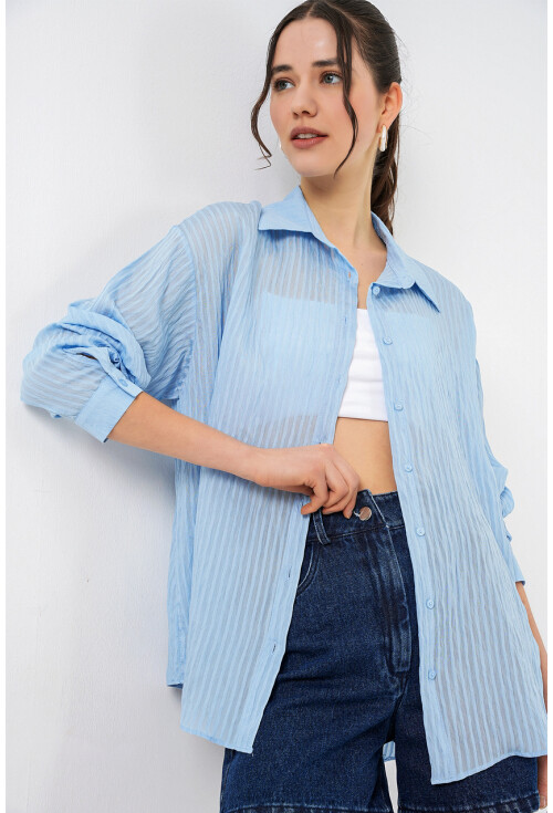 Kadın Uzun Oversize Gömlek 20320