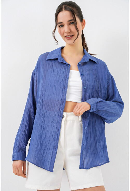 Kadın Uzun Oversize Gömlek 20320