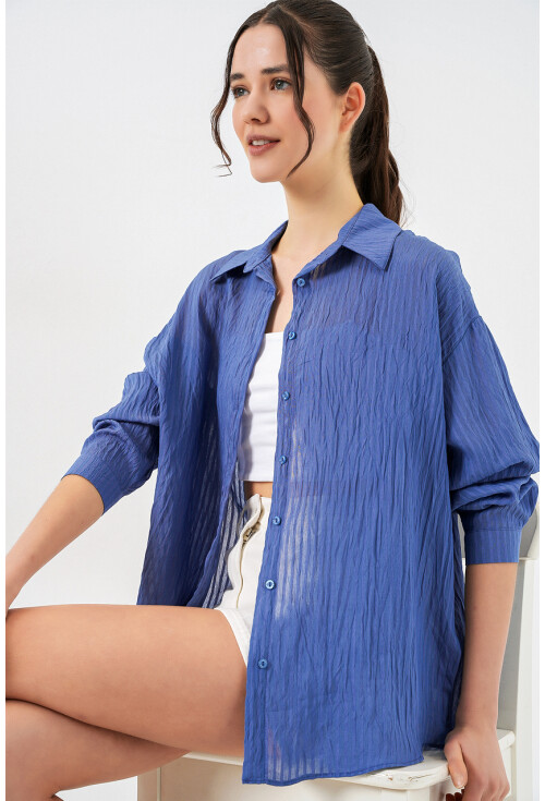 Kadın Uzun Oversize Gömlek 20320