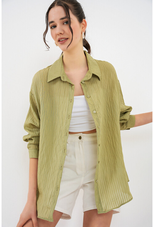 Kadın Uzun Oversize Gömlek 20320