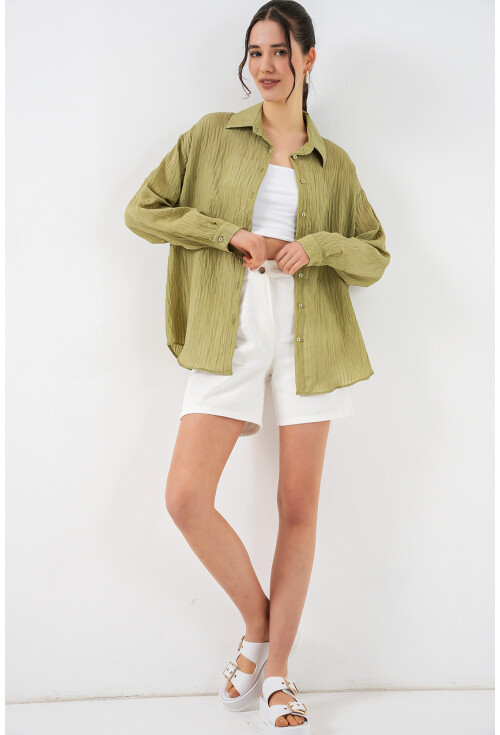 Kadın Uzun Oversize Gömlek 20320